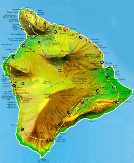 Map of Big Island of Hawaii